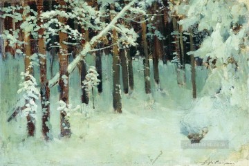 Paisajes Painting - bosque en el invierno paisaje nevado de Isaac Levitan